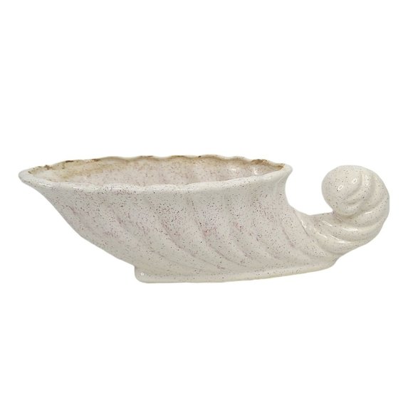 Vintage USA 200 Ceramic Seashell Planter Tabletop Serving Bowl Speckled Cream - Picture 6 of 10